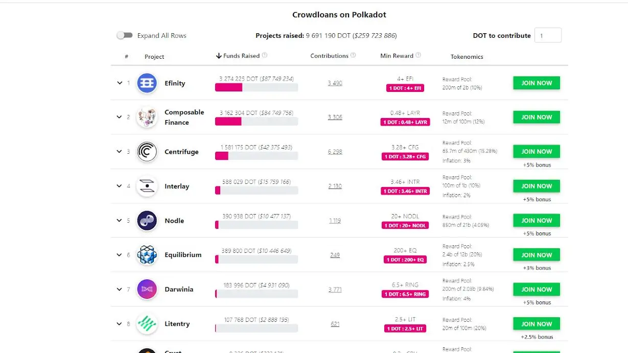 crowdloans on Polkadot