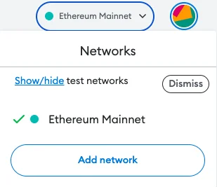 metamask add network web extension screen 