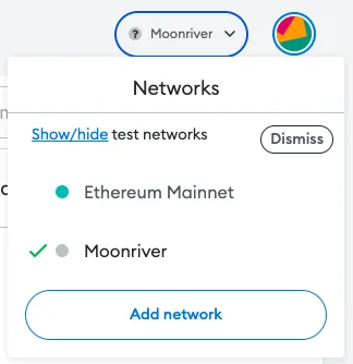 Networks MetaMask bar, browser 