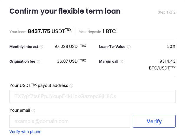 Confirm your flexible term loan, step 1 