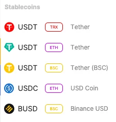 list of stablecoins for loans