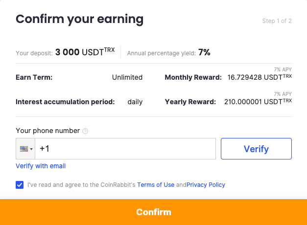 Confirm your earning 