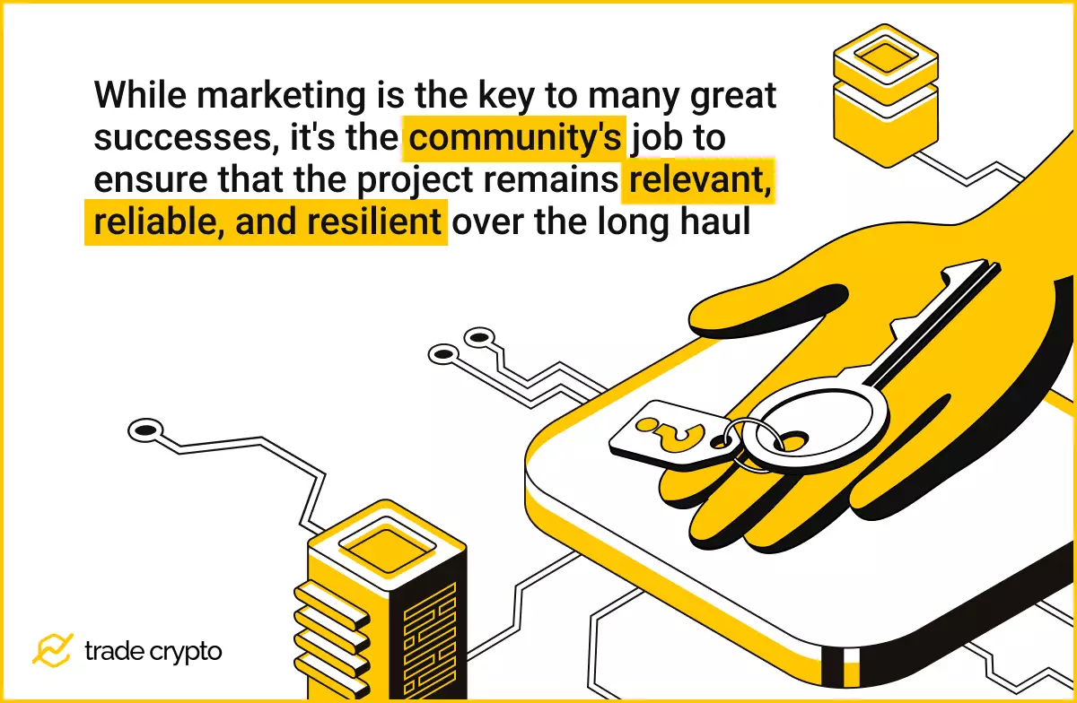 While marketing is the key to many great successes, it's the community's job to ensure that the project remains relevant, reliable, and resilient over the long haul.